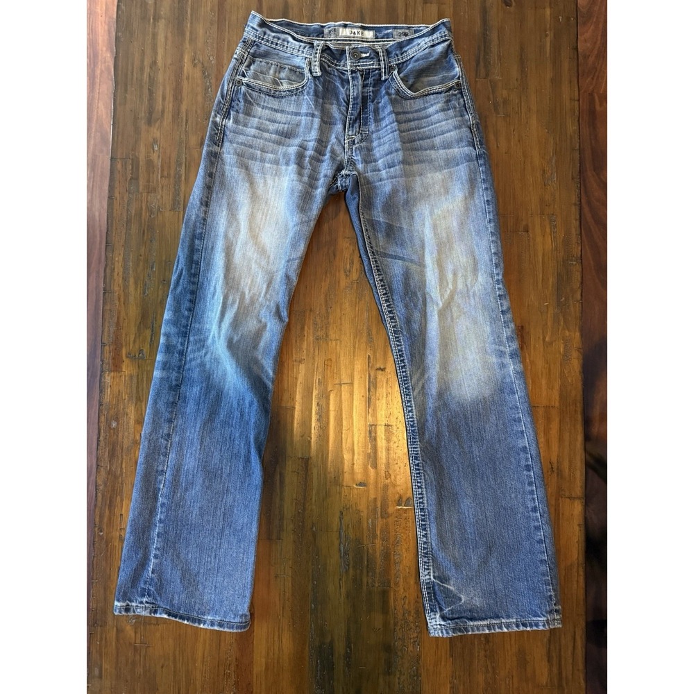 BKE Jeans 29R‎ Jake Straight Leg Medium Wash Blue Denim Buckle 30" inseam